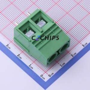 DB116A-10.16-2P-GN-P Screw Terminal Block P=10.16mm Connector ( Construction: 1x2P )( Pitch: 10.16mm )( Color: Green ) - Product Image 1