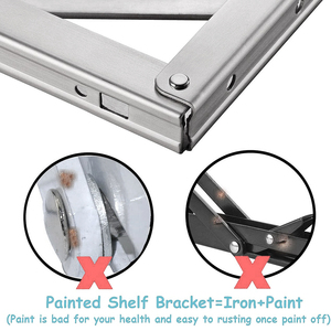 Supporti per Mensole Pieghevoli in Acciaio Inox Resistente, Montaggio a Parete Fai-da-Te, Salvaspazio per Tavoli e Banchi da Lavoro - Product Image 5