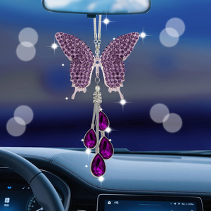 TK Hot Selling Luxury Crystal Metal Butterfly Pendant Diamond Inlay <strong>Car</strong> Rearview Mirror <strong>Car</strong> Interior Accessory <strong>Decoration</strong> - Product Image 3