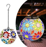 Lumière solaire en verre résistante à l'eau IP65, lumière LED en mosaïque suspendue, décoration de jardin extérieure pour Noël