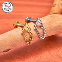 Boucles d'oreilles pendantes plates en titane ASTM F136 16G avec zircon, bijoux de piercing corporel, pendentif d'oreille G23, clou d'helix, anneau de lèvre, labret