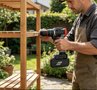 Perceuse électrique sans fil professionnelle 10 mm sans balais, double vitesse, 20 V, couple de 50 Nm, kit d'outils de perçage métallique
