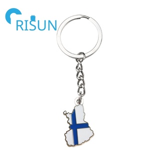 LLavero de Metal de Finlandia, Helsinki, recuerdo de viaje, llavero personalizado con Bandera de País finlandés, llavero con mapa, llavero esmaltado de Finlandia, regalo - Product Image 3
