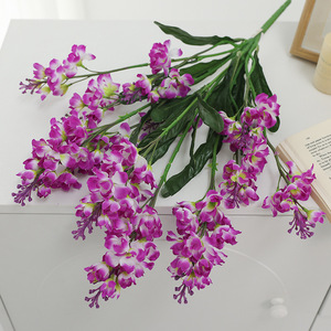 Bouquet de fleurs artificielles 10 Delphiniums et Jacynthes à tiges multiples, violet et blanc, en plastique et soie, haute simulation, pour mariage et décoration intérieure - Product Image 3