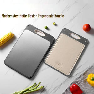 Tabla de cortar PP de paja de trigo y acero inoxidable, tabla de cortar de doble cara no tóxica para cocina con afilador de molinillo - Product Image 4