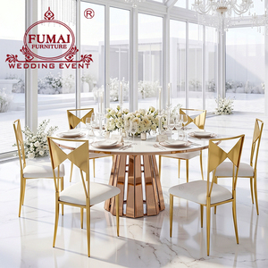 โต๊ะอาหารทรงกลม FUMAI หน้าท็อป MDF พร้อมโครงโลหะสีโรสโกลด์ เฟอร์นิเจอร์โรงแรมสไตล์ร่วมสมัย ดีไซน์ทันสมัยสำหรับงานแต่งงานและงานอีเว้นท์ - Product Image 1