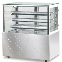 Vitrine chauffante rectangulaire de haute qualité avec éclairage LED, contrôle électronique de la température, 4 étagères et 2 portes pour biscuits et tartes aux œufs