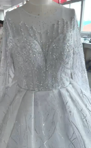 Abito da sposa <span class=keywords><strong>di</strong></span> lusso africano 2026 con maniche lunghe, riccamente decorato con perline, <span class=keywords><strong>taglie</strong></span> <span class=keywords><strong>forti</strong></span>, abito da sposa nigeriano Asoebi con strascico - Product Image 2