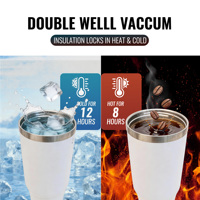 Gobelet isotherme sous vide en acier inoxydable blanc de 30 oz avec poignée et couvercle, pour boissons chaudes et froides, USA RTS