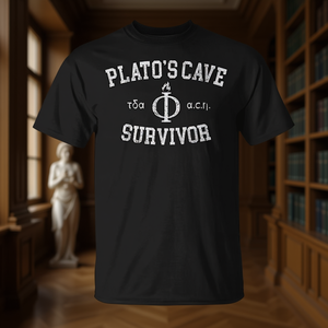 T-shirt Plato's Cave Survivor noir unisexe à col rond et manches courtes avec motif de philosophie - Product Image 3