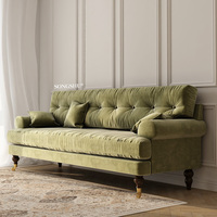 American Vintage Sofa Set diseño nuevo terciopelo europeo moderno 123 sala de estar sofá muebles conjunto de lujo