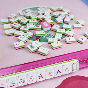 Mahjong en acrylique marbré gravé, design américain, transparent, vert-bleu, de luxe, personnalisé, multi-couches, en gros - Product Image 1