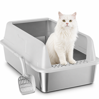 Bac à litière pour chat surdimensionné à ouverture supérieure en métal, durable, en acier inoxydable, pour les gros chats