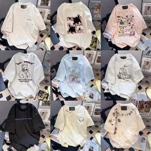 Camiseta Vintage de Verano, Informal, Holgada, de Manga Corta, Talla Grande, con Estampado de Letras y Parches, Transpirable, 100% Algodón, Venta al Por Mayor - Product Image 6