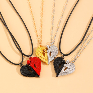 Collar con Colgante de Alas de Ángel Magnéticas para Enamorados, Alas del Diablo, Aleación de Zinc, Plateado/Dorado, Regalo de San Valentín - Product Image 5