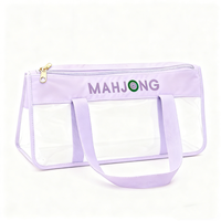 Sac de rangement léger pour tuiles de mahjong, sac fourre-tout transparent en PVC avec fermeture éclair supérieure, pour jeu de mahjong américain avec poignées