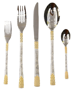 Juego de Cubiertos MYD Sostenibles y Reutilizables de Acero Inoxidable con Acabado Espejo, Cubertería Dorada de Alta Calidad para Camping - Product Image 1