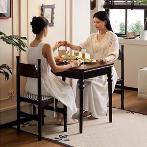 Foldable Solid Wood Square Dining <b>Table</b> Vintage Two-tone For Small Homes Dining Room - Product Image 4