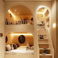 Hochwertiges Zweistöckiges Etagenbett für Jungen und Mädchen Prinzessinnen-Schloss-Design Massivholz Hochbett Multifunktionaler Schlichtheit-Stil