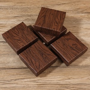 <b>Vintage</b> Style Brown Wood Grain Jewelry <b>Box</b> Rectangle 8.5x8.5x3.5cm For Necklaces Bracelets Gift Packaging - Product Image 2