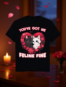 T-Shirt Unisex con Stampa Gatto e Cuore per San Valentino, Vestibilità Regolare, 100% Cotone Jersey, Manica Corta, Girocollo, Primavera Estate - Product Image 2