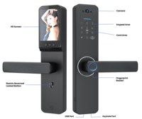 Serrure de porte intelligente avec caméra espion, vidéo en temps réel, application Tuya, empreinte digitale, sonnette et mot de passe