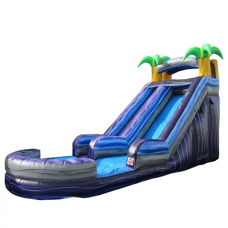 Party rental use commercial marble inflatable water slides with pool for kids and adults for sale