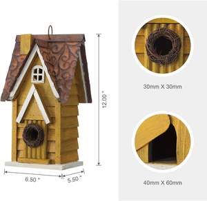 Nichoir de maison de jardin en bois en détresse suspendu - Product Image 4