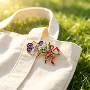 Broche décorative personnalisée en forme de plante et de fleur de dessin animé, <span class=keywords><strong>iris</strong></span> et fleur de cerisier, pour sacs de filles, accessoires vestimentaires, vente en gros - Product Image 3
