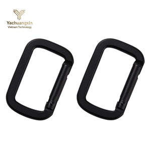 Mosquetón rectangular de aleación de aluminio negro mate engrosado y plano para exteriores, venta al por mayor - Product Image 3