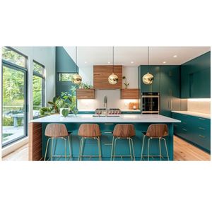 Gabinetes de cocina modulares de madera maciza de lujo modernos italianos con diseño impermeable hecho en China - Product Image 1