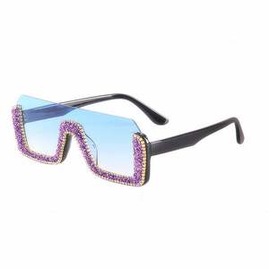 Gafas de Sol Cuadradas Extra Grandes Vintage UV400 para Mujer, Gafas de Sol de Media Montura con Pedrería, Gran Venta 2020 - Product Image 3