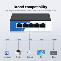 Switch Ethernet Gigabit de 5 Puertos 10/100/1000Mbps RJ45, Switch de Red con Carcasa Metálica, No Administrado, de Escritorio, Plug and Play
