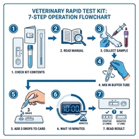 Kit rapide certifié ISO13485 pour la détection de l'antigène de la larve de la piqûre du chien (CHW Ag) par or colloïdal, précision de 99 %, 1 ou 25 tests