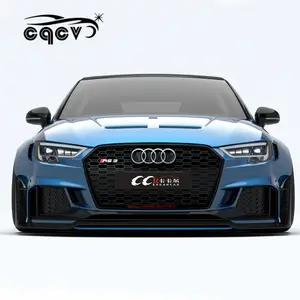 Audi RS3 엔진 커버 후드 와이드 펜더 용 와이드 바디 키트 탄소 섬유 프론트 립 사이드 스커트 리어 디퓨저 윙/트렁크 스포일러