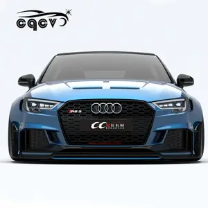 Kit Bodi Lebar untuk Audi RS3 Penutup Mesin Fender Lebar Serat Karbon Rok Samping Depan Diffuser Sayap/Spoiler Bagasi