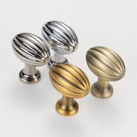 Bouton de meuble ovale cannelé vintage en alliage de zinc, à trou unique, multi-finitions, pour porte d'armoire et tiroir