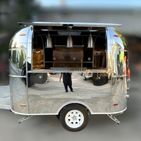 Mini remorque à café en acier inoxydable, remorque de foodtruck, remorque de vente de salades, chariot de nourriture mobile sur roues