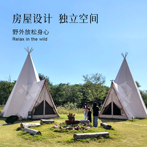 Pyramid Tent A-<b>frame</b> Tipi Style One Bedroom Four-season Waterproof <b>Canvas</b> Large Space Outdoor Resort Use - Product Image 4