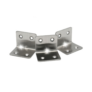 Supports d'angle en acier inoxydable, épaisseur 5 mm, finition brossée, quincaillerie de fixation à angle droit pour meubles et usage général - Product Image 4