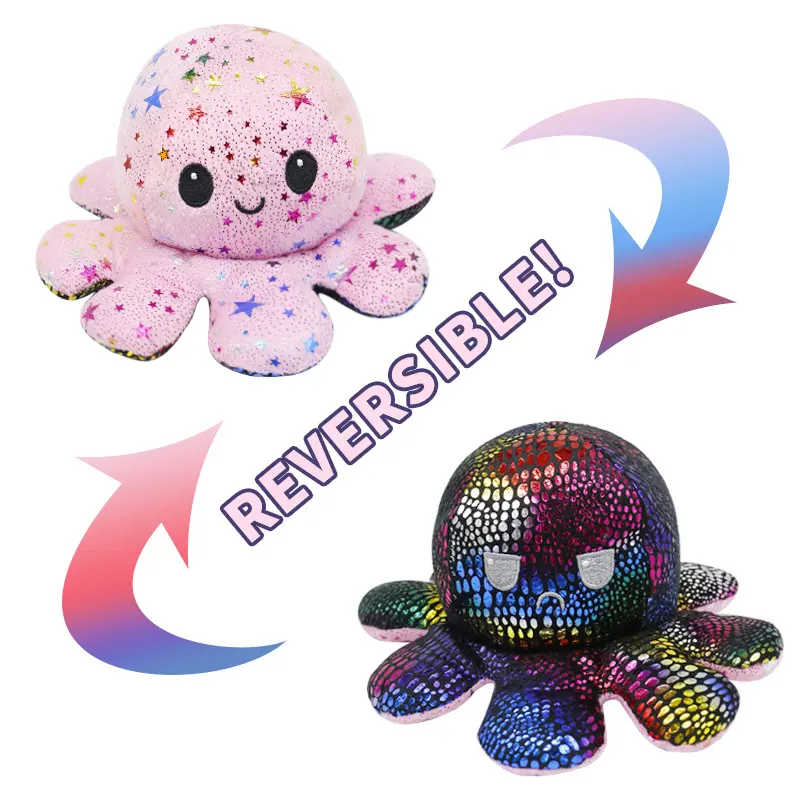 Hot Selling Low MOQ Stuffed Animals Toys Octopus Flip Reversible Plush Octopus Pillow