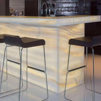 Panel dinding Backlit harimau Onyx, lurus alami kayu putih lapisan marmer Onyx latar belakang meja Bar dinding