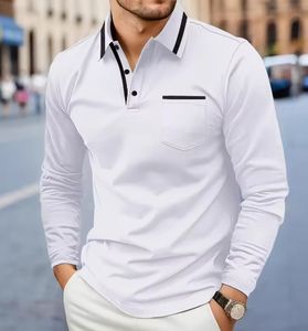 Kemeja Pria Bisnis Kasual Lengan Panjang Bahan Jersey Ramah Lingkungan Bernapas Nyaman Motif Huruf Poliester/Katun 180g - Product Image 2