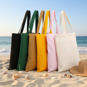 กระเป๋าผ้าแคนวาสแบบใช้ซ้ำได้ ขายส่ง พร้อมหูหิ้วยาว ขนาดกลาง สำหรับใช้ในซูเปอร์มาร์เก็ต - Product Image 3