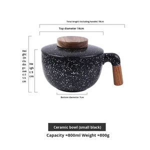 Bol à soupe et à <span class=keywords><strong>salade</strong></span> en céramique de haute qualité avec couvercle, style minimaliste, créatif pour la maison, vente en gros, fabriqué en pierre de Maifan - Product Image 6