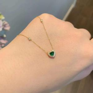 Collier pour femme en argent pur S925, pendentif goutte d'eau vert grand-mère, œil de chat transparent français, pierre bleu lune, cœur - Product Image 5