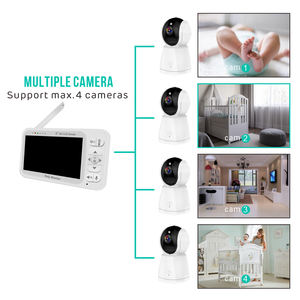 Caméra <span class=keywords><strong>de</strong></span> <span class=keywords><strong>surveillance</strong></span> pour bébé avec écran <span class=keywords><strong>de</strong></span> 5,0 pouces, audio bidirectionnel sans fil, détection <span class=keywords><strong>de</strong></span> la température ambiante, rotation - Product Image 5