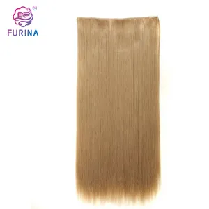 613# blonde One Piece 5clips 24" Straight Hairpiece hair Synthetic Clip in Hair Extensions
