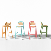 Chaise contemporaine en rotin à pieds hauts, tabouret de salle à manger empilable en plastique moderne, tabouret de bar domestique – Vente en gros