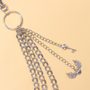 Cadena de pantalón multicapa a la moda con colgante de ala, cadena de cintura de plata tibetana para uso diario, estilo Hip Hop - Product Image 4